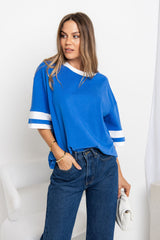 Blake Relaxed-Fit Stripe Tee - Blue and White - The Self Styler