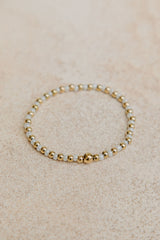 Lola Beaded Bracelet - Pearl White and Gold - The Self Styler