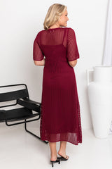 Airlie Crochet Maxi Dress - Wine - The Self Styler