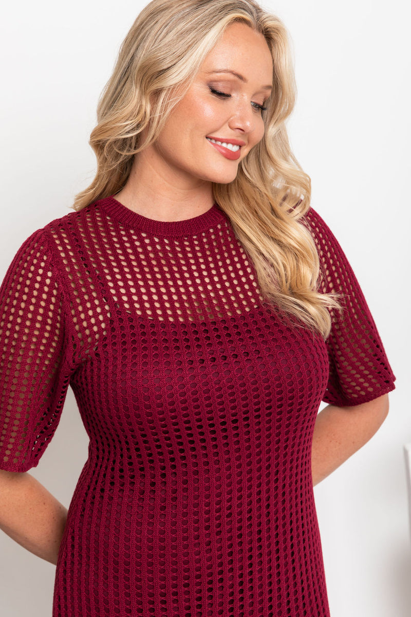 Airlie Crochet Maxi Dress - Wine - The Self Styler