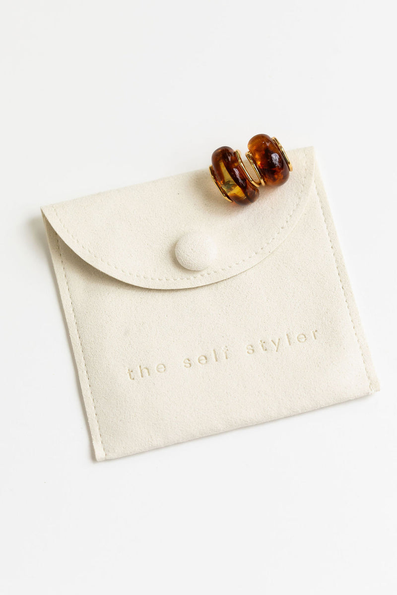 Ayla Mini Hoop Earrings - Amber and Gold - The Self Styler