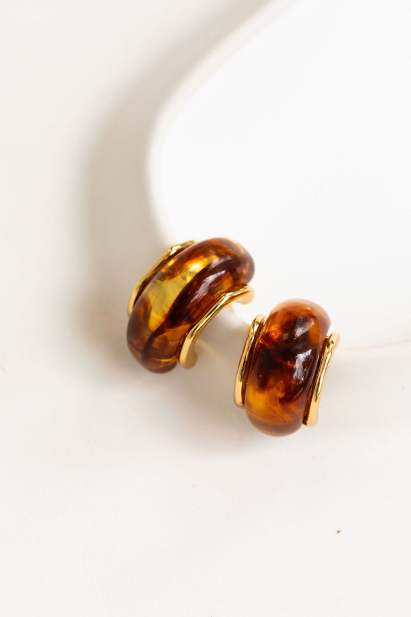 Ayla Mini Hoop Earrings - Amber and Gold