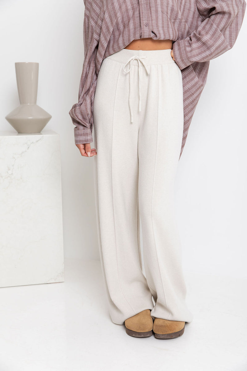 Adeline Knit Pants - Bone - The Self Styler