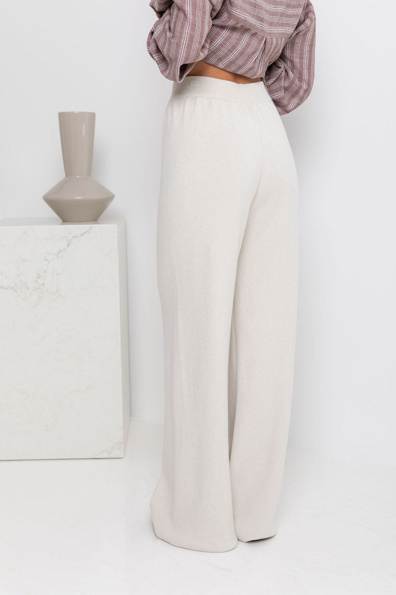 Adeline Knit Pants - Bone - The Self Styler