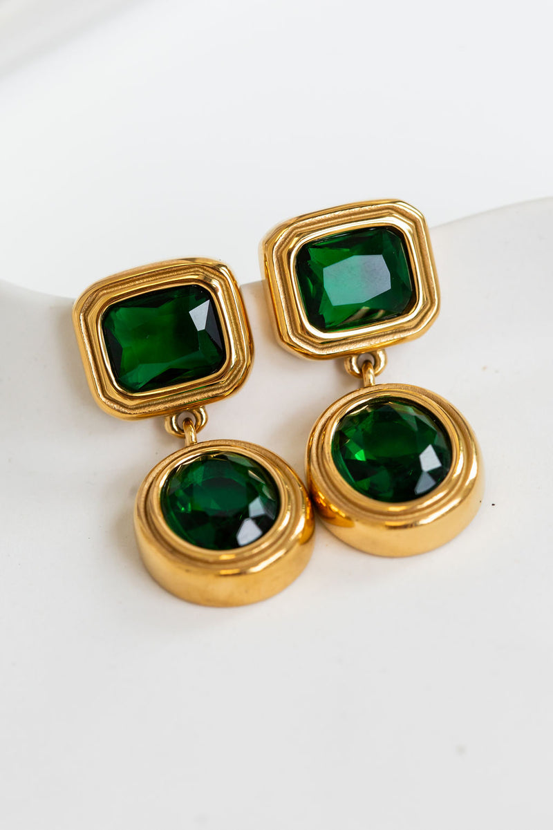 Elara Vintage Drop Earrings - Emerald Green and Gold - The Self Styler