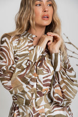 Khalia Mini Dress - Khaki Zebra Print - The Self Styler