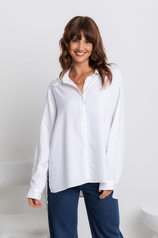 Kent Long Sleeve Shirt - Ivory White - The Self Styler