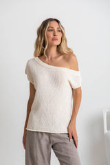 Avalon Off-The-Shoulder Top - Ivory Cream - The Self Styler