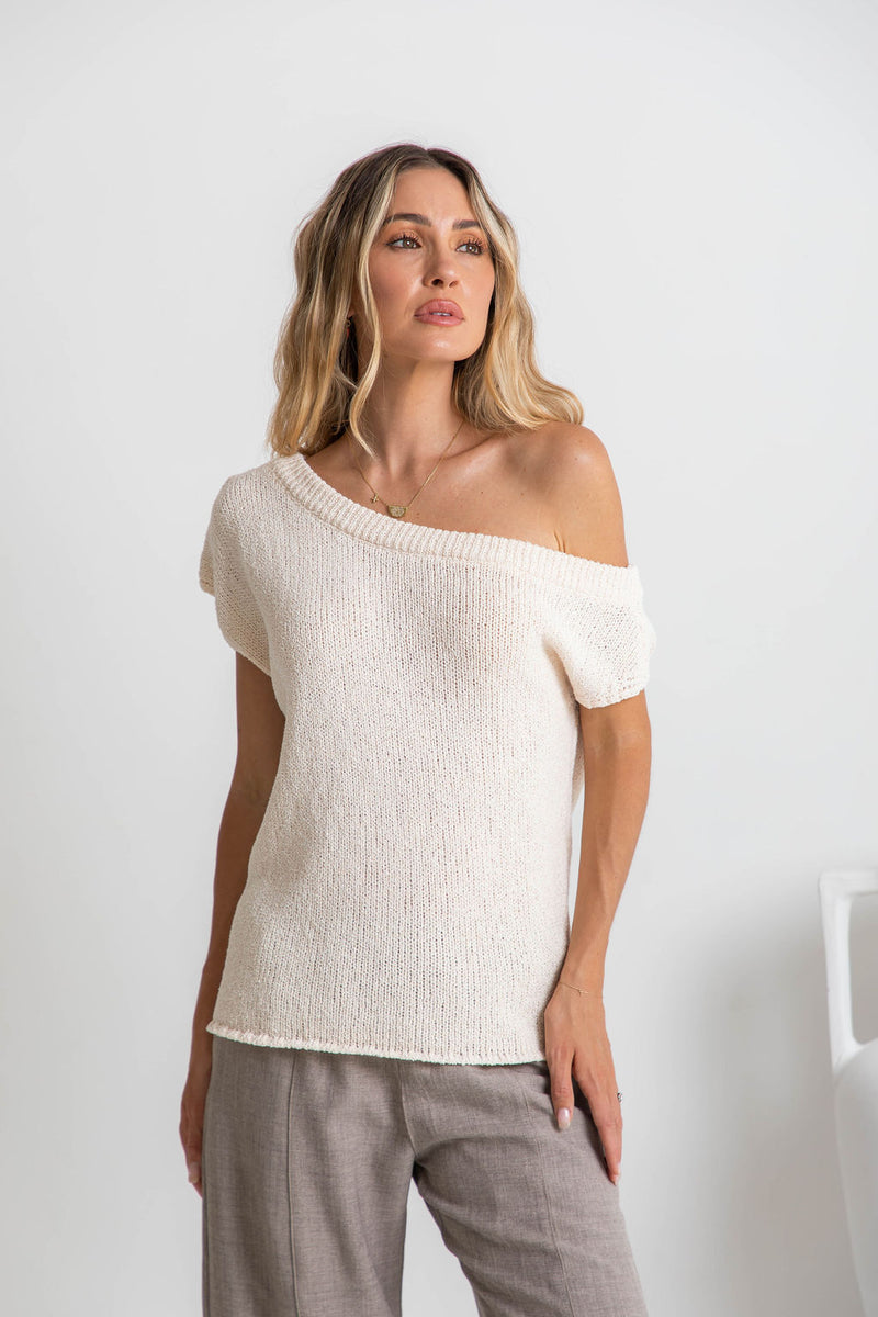 Avalon Off-The-Shoulder Top - Ivory Cream - The Self Styler