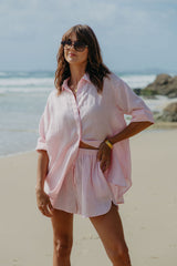 Ada Relaxed-Fit Linen Shirt - Pink - The Self Styler