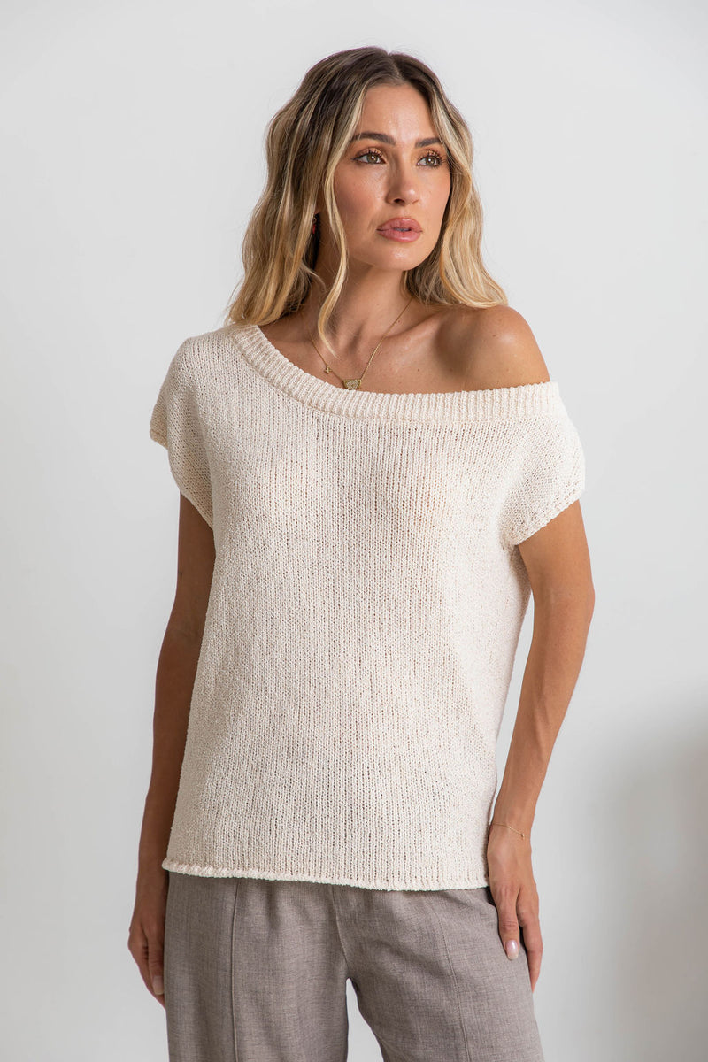 Avalon Off-The-Shoulder Top - Ivory Cream - The Self Styler
