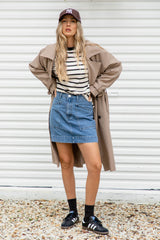 Heidi Denim Mini Skirt - Mid Blue Wash - The Self Styler - The Self Styler