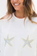 Malibu Embroidered Starfish Tee - Blue - The Self Styler