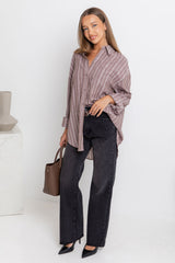 Boston Relaxed-Fit Shirt - Brown Stripe - The Self Styler