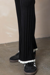 Penelope Knit Pant - Black With Ivory Trim - The Self Styler
