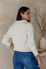 Paige Quarter Zip Wool Knit - Cream Marle - The Self Styler