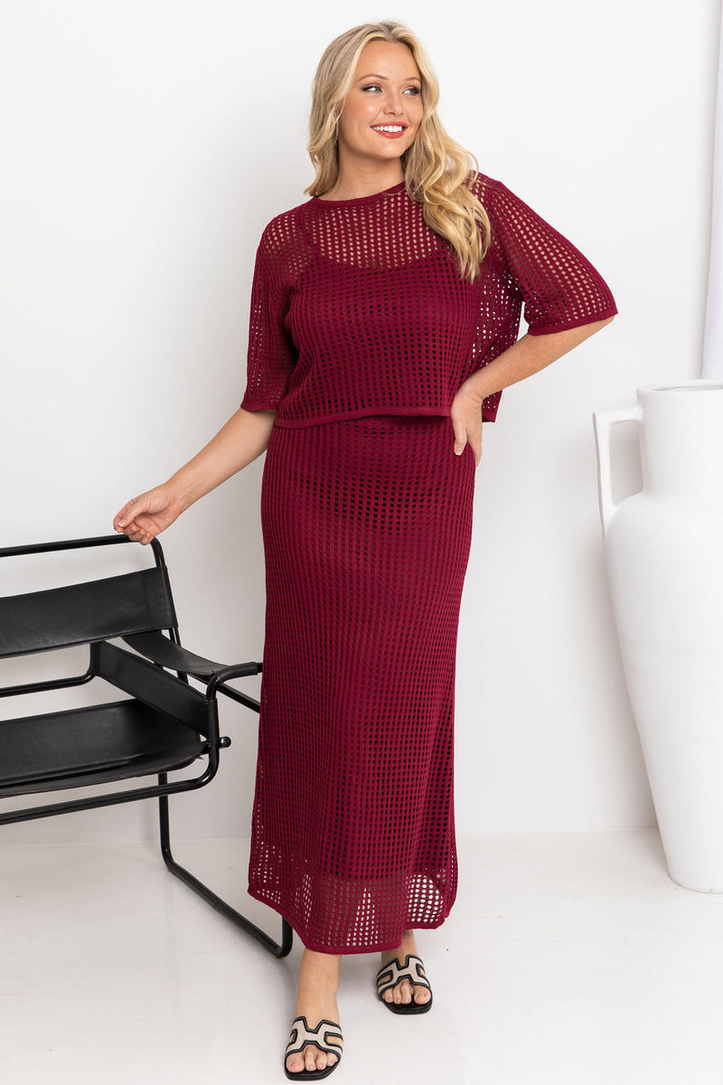 Isabel Crochet Crop Top - Wine - The Self Styler