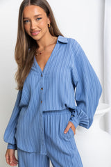 Addi Long Sleeve Shirt - Blue - The Self Styler