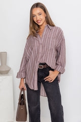 Boston Relaxed-Fit Shirt - Brown Stripe - The Self Styler