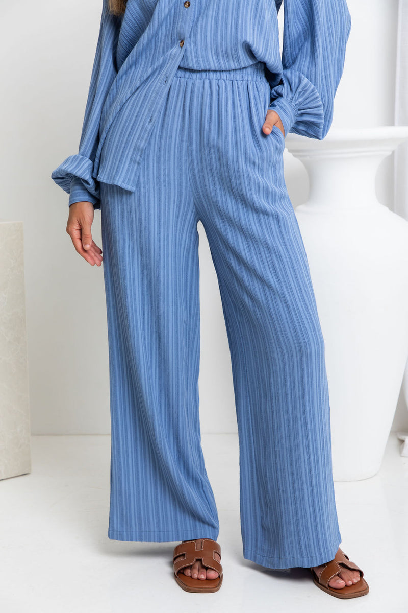 Bree Wide-Leg Pants - Blue - The Self Styler