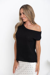 Avalon Off-The-Shoulder Top - Black - The Self Styler