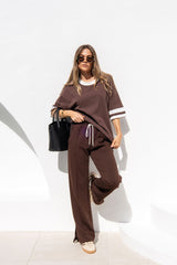 Ryder Jogger Stripe Pant - Chocolate - The Self Styler