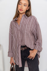 Boston Relaxed-Fit Shirt - Brown Stripe - The Self Styler