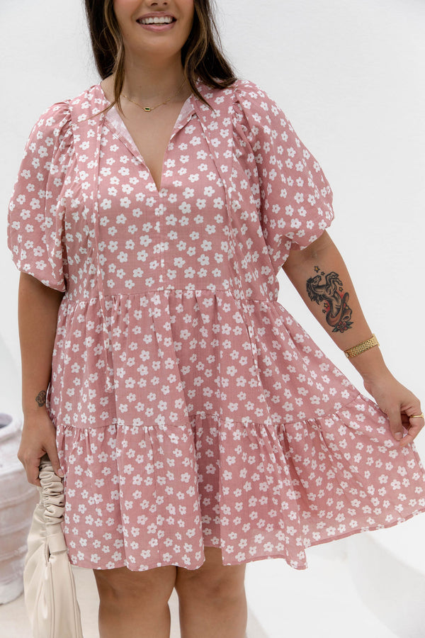 Kaylee Mini Dress - Pink Floral - The Self Styler - The Self Styler