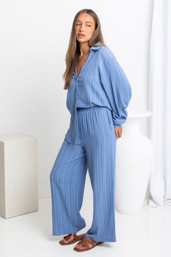 Bree Wide-Leg Pants - Blue - The Self Styler