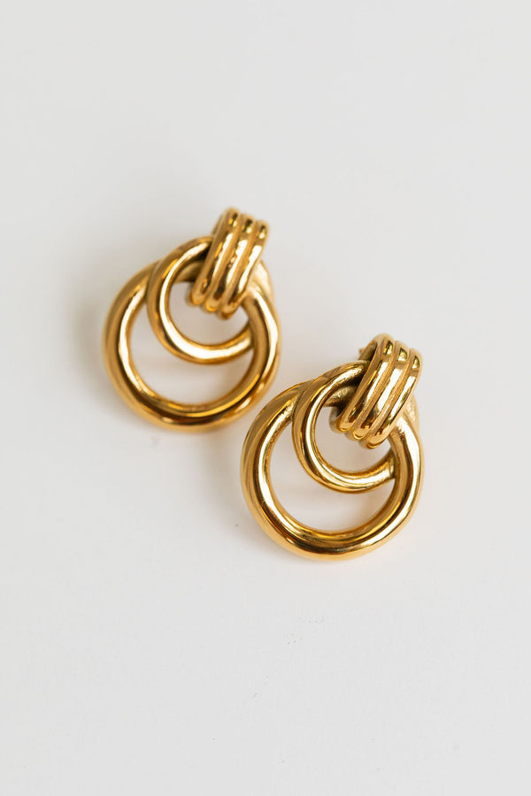 Kyra Drop Stud Earrings - Gold