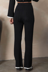 Penelope Knit Pant - Black With Ivory Trim - The Self Styler