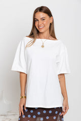 Arden Off-The-Shoulder Tee - White - The Self Styler