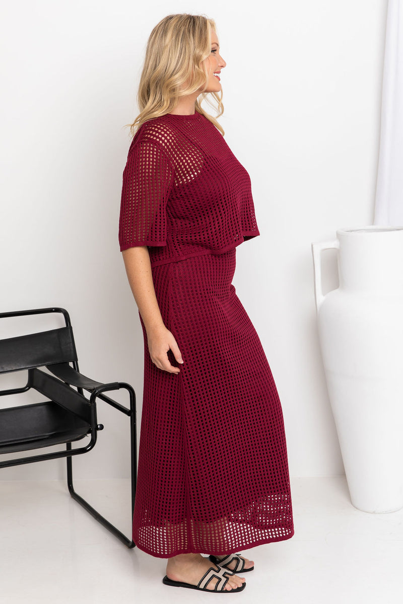 Isabel Crochet Crop Top - Wine - The Self Styler