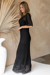 Airlie Crochet Maxi Dress - Black - The Self Styler