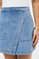 Sienna Denim Mini Skirt - Light Wash Blue - The Self Styler