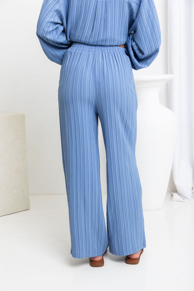 Bree Wide-Leg Pants - Blue - The Self Styler
