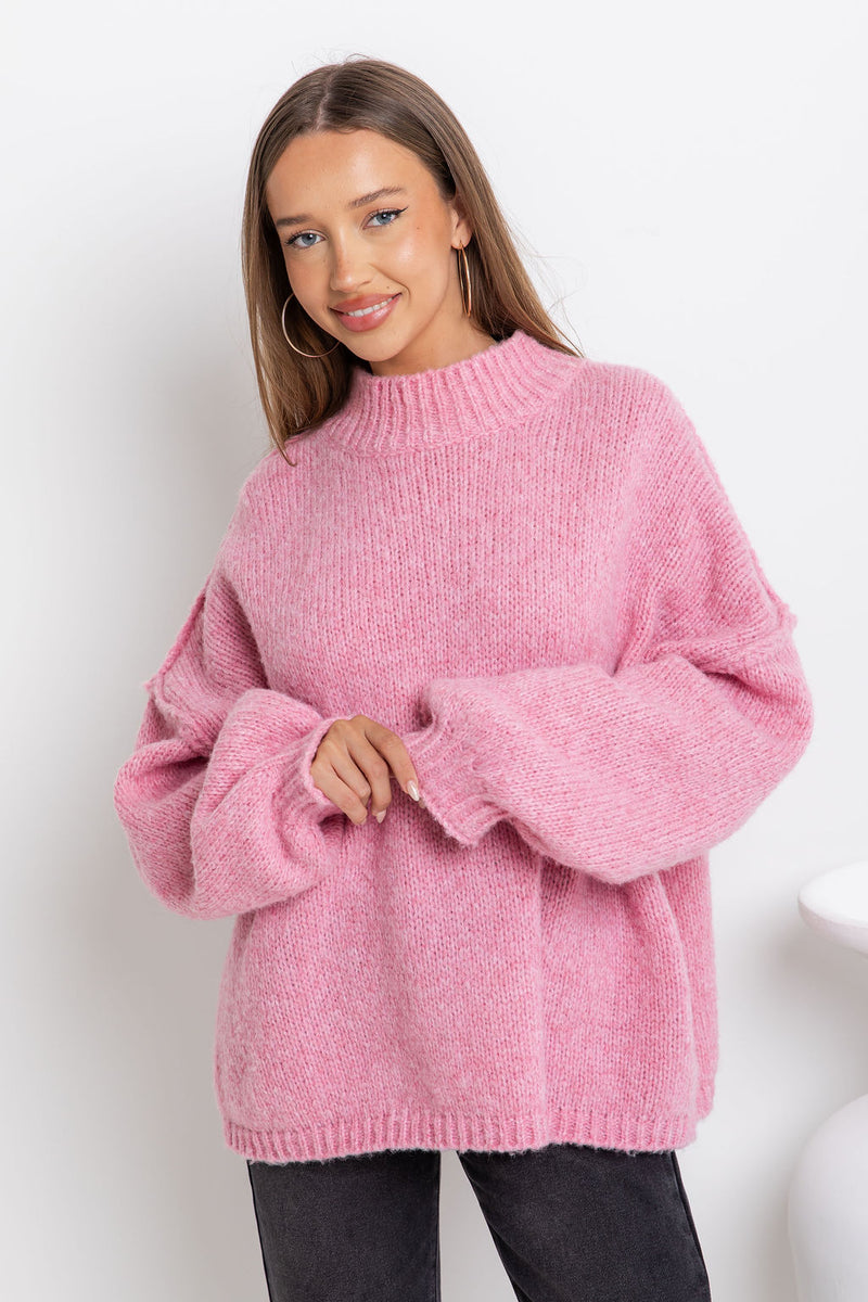 Ivy Knit Relaxed-Fit Jumper - Pink - The Self Styler