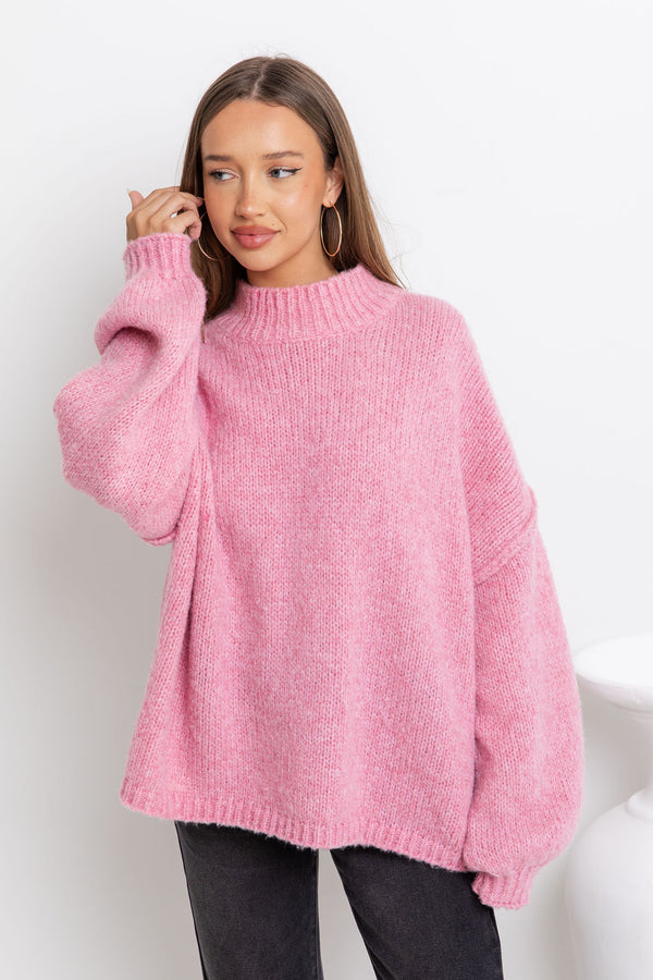 Ivy Knit Relaxed-Fit Jumper - Pink - The Self Styler
