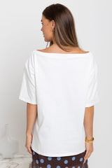 Arden Off-The-Shoulder Tee - White - The Self Styler