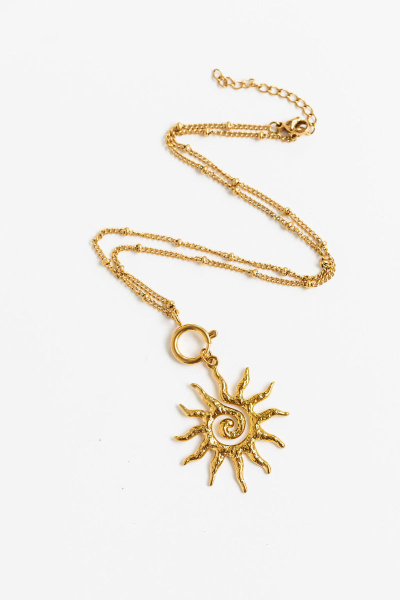 Soleil Sun Charm Necklace - Gold - The Self Styler