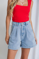 Reuben High-Rise Denim Shorts - Vintage Wash - The Self Styler - The Self Styler