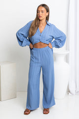 Bree Wide-Leg Pants - Blue - The Self Styler