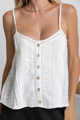 Hattie Lace Cami Top - White - The Self Styler
