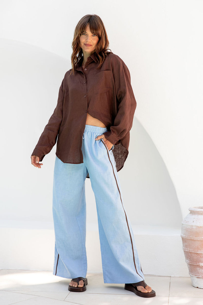 Archie Relaxed-Fit Linen Shirt - Chocolate - The Self Styler