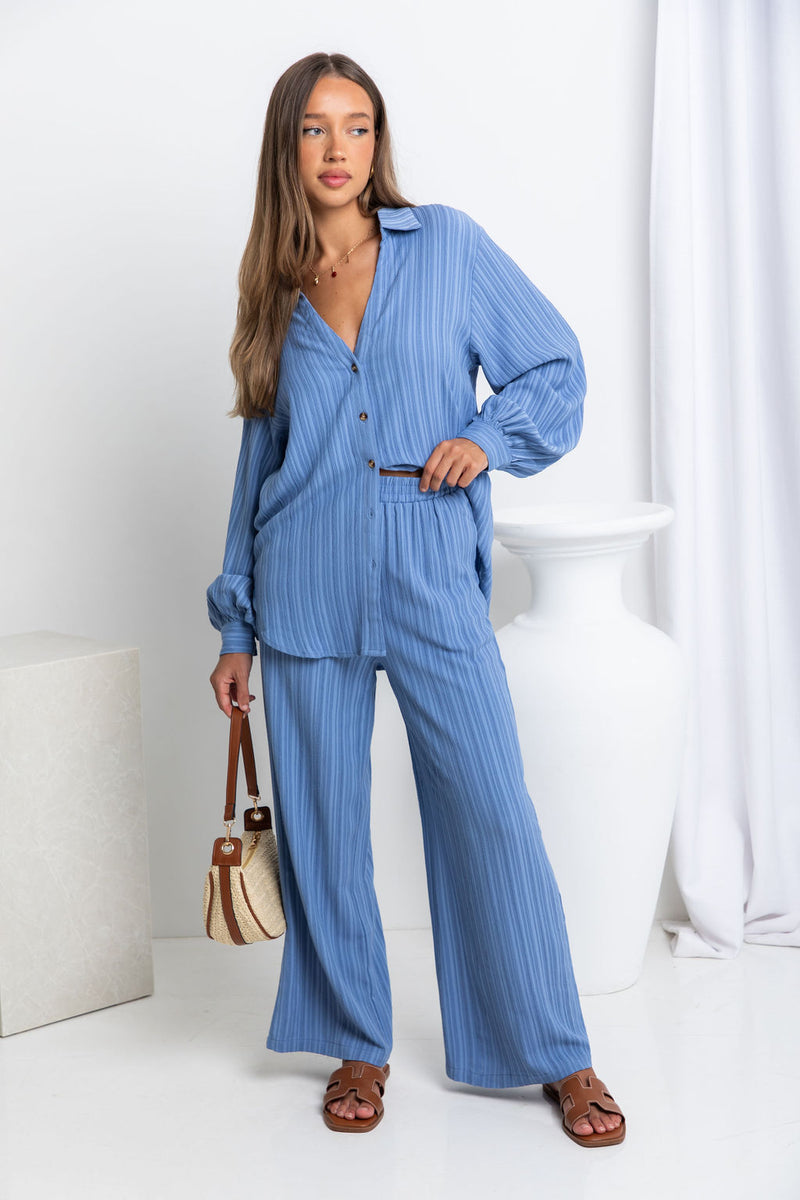 Addi Long Sleeve Shirt - Blue - The Self Styler