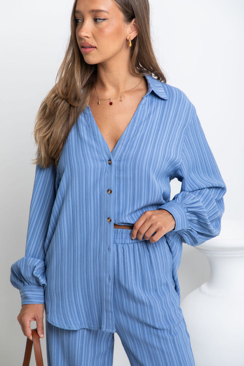 Addi Long Sleeve Shirt - Blue - The Self Styler