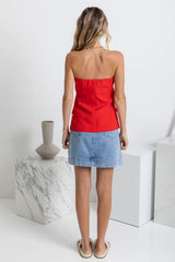Harvee Strapless Top - Red - The Self Styler