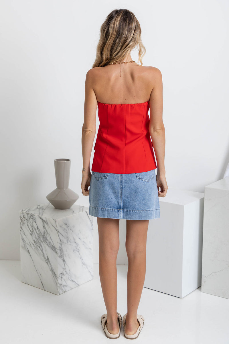 Harvee Strapless Top - Red - The Self Styler