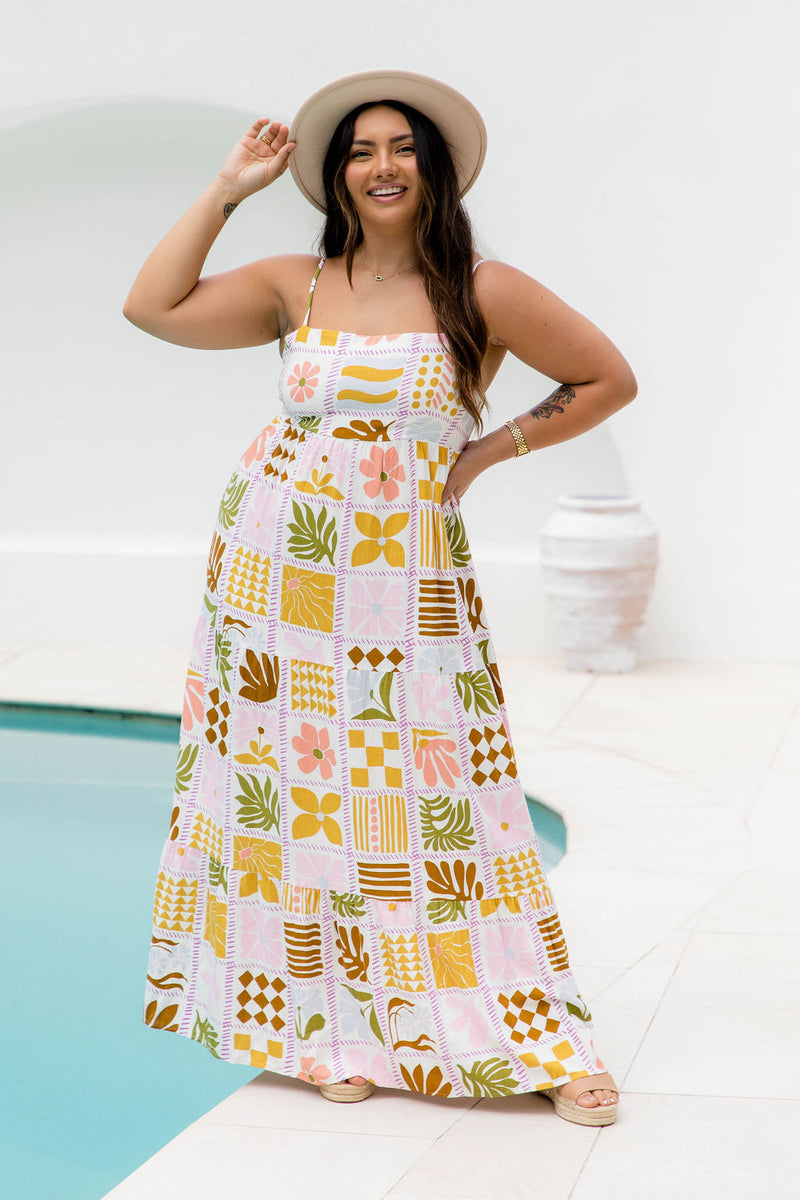 Lissa Maxi Dress - Floral Tile Print - The Self Styler