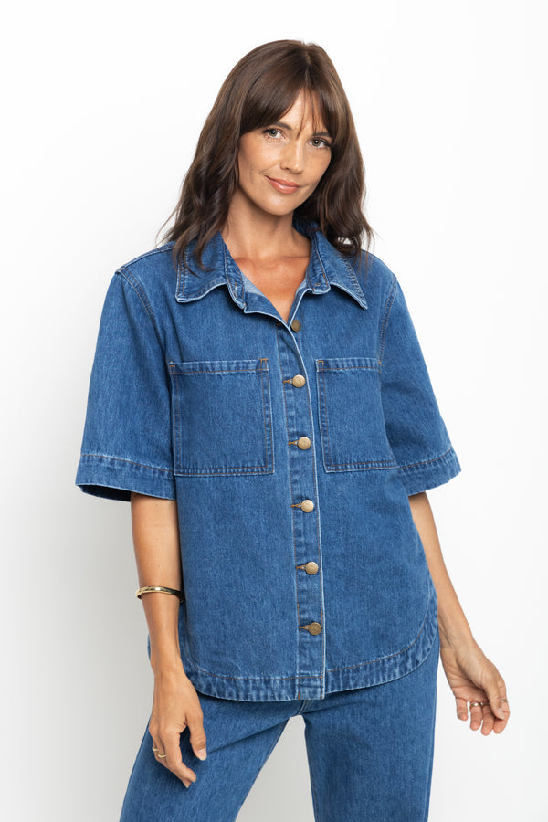 Tallon Denim Shirt - Mid Blue Wash - The Self Styler Exclusive